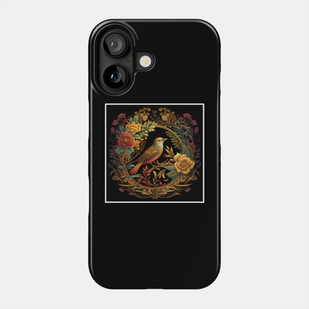 Bird with Floral Ornament Phone Case by logiamerch