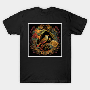 Bird with Floral Ornament T-Shirt
