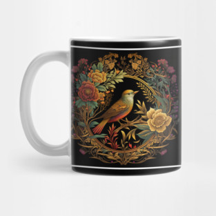 Bird with Floral Ornament Mug