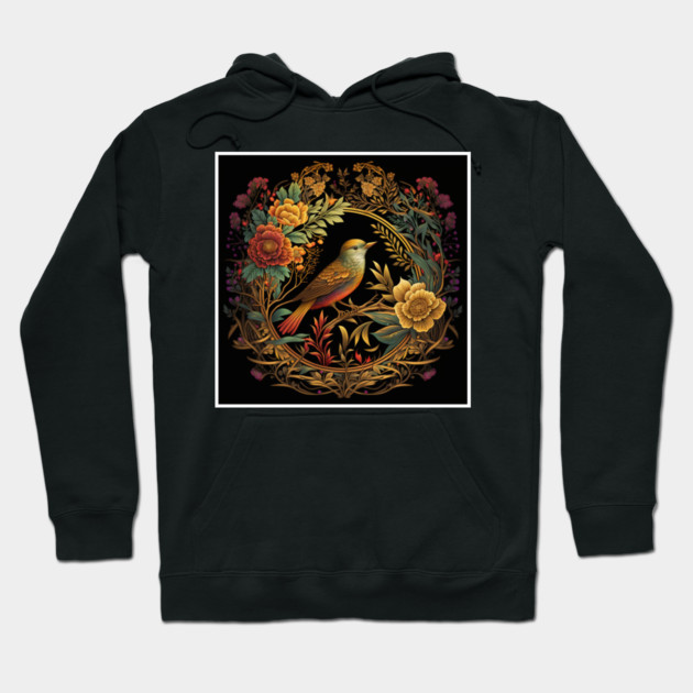 Bird with Floral Ornament Hoodie by logiamerch