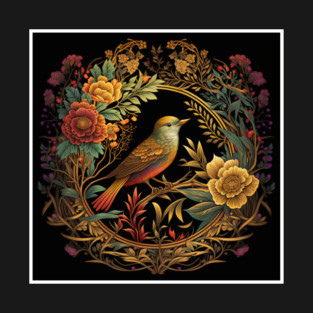 Bird with Floral Ornament T-Shirt
