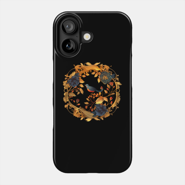 Bird with Floral Ornament Phone Case by logiamerch