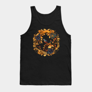 Bird with Floral Ornament Tank Top