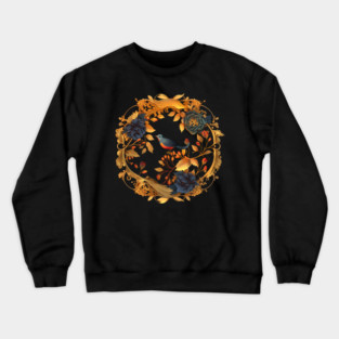 Bird with Floral Ornament Crewneck Sweatshirt