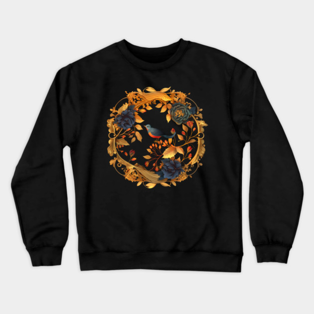 Bird with Floral Ornament Crewneck Sweatshirt by logiamerch