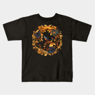 Bird with Floral Ornament Kids T-Shirt