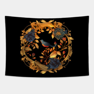 Bird with Floral Ornament Tapestry