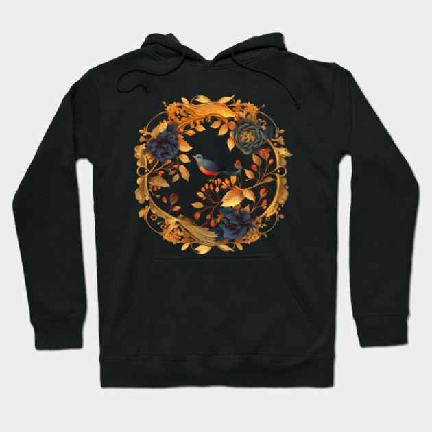 Bird with Floral Ornament Hoodie by logiamerch