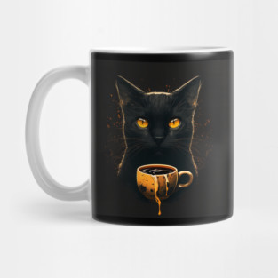Black Cat Drinking Coffee, Coffee Cat Lover Mug