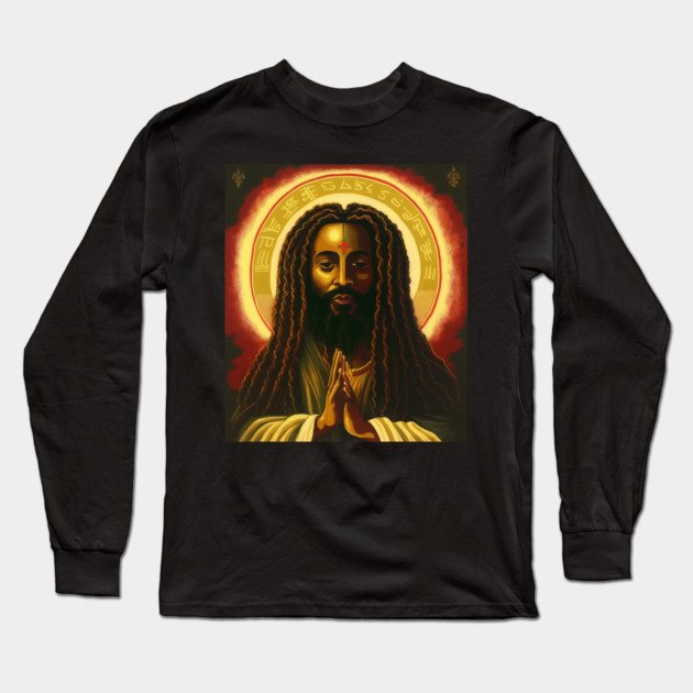 Afro African, Jesus Rasta Style, Jah Long Sleeve T-Shirt by logiamerch