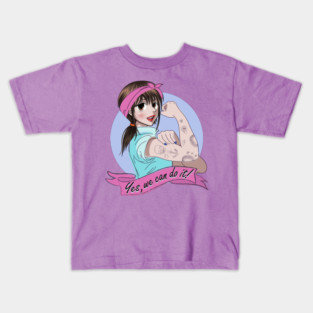 Yes, we can do it! Anime Girl Feminist Kids T-Shirt