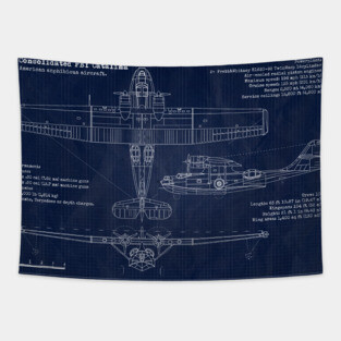 PBY Catalina Blueprint Tapestry