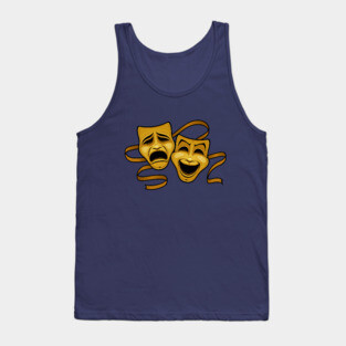 Gold Comedy And Tragedy Theater Masks Tank Top