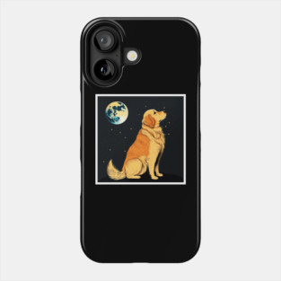 Golden Retriever Dog, Full Moon, Night Sky Phone Case