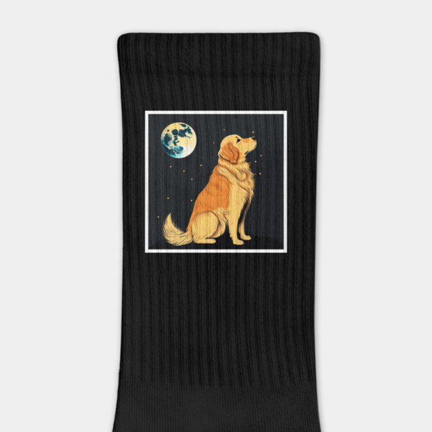 Golden Retriever Dog, Full Moon, Night Sky by logiamerch