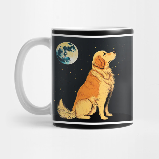 Golden Retriever Dog, Full Moon, Night Sky by logiamerch