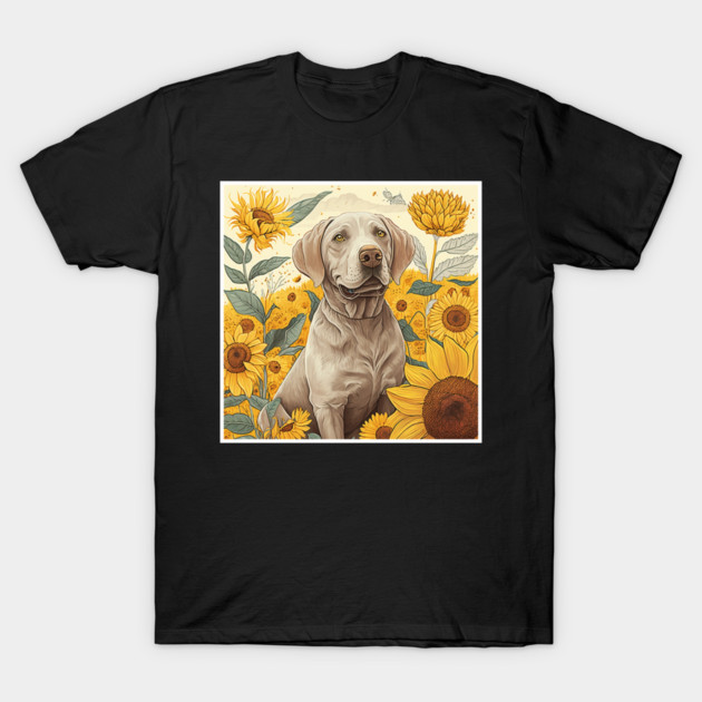 Labrador Retriever Dog, Surrounded by Sunflowers, Dog Lover T-Shirt by logiamerch