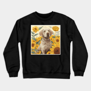 Labrador Retriever Dog, Surrounded by Sunflowers, Dog Lover Crewneck Sweatshirt