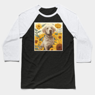 Labrador Retriever Dog, Surrounded by Sunflowers, Dog Lover Baseball T-Shirt