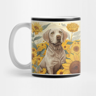 Labrador Retriever Dog, Surrounded by Sunflowers, Dog Lover Mug