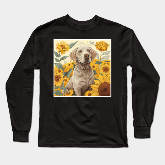 Labrador Retriever Dog, Surrounded by Sunflowers, Dog Lover Long Sleeve T-Shirt by logiamerch