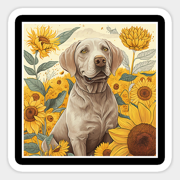 Labrador Retriever Dog, Surrounded by Sunflowers, Dog Lover Sticker by logiamerch