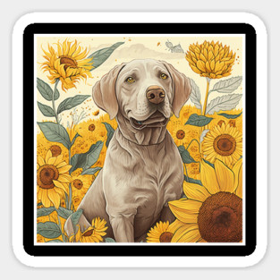 Labrador Retriever Dog, Surrounded by Sunflowers, Dog Lover Magnet