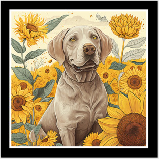 Labrador Retriever Dog, Surrounded by Sunflowers, Dog Lover Posters and Art