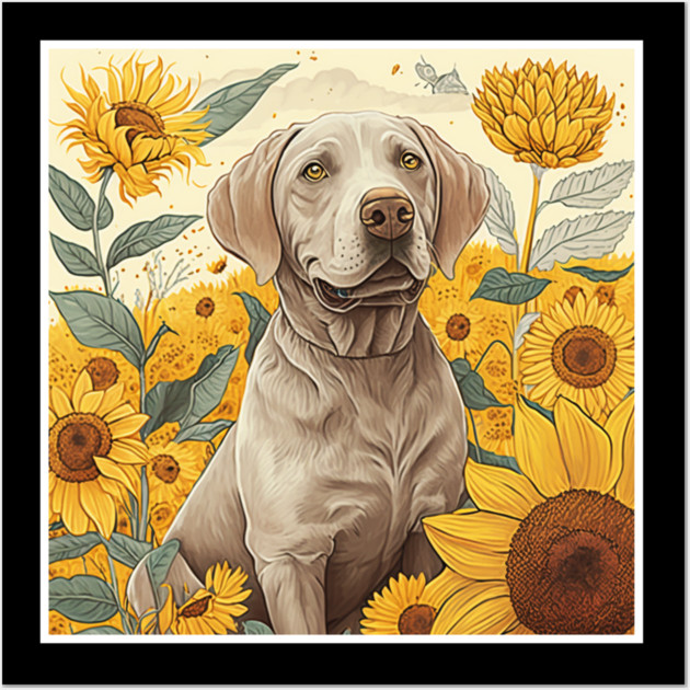 Labrador Retriever Dog, Surrounded by Sunflowers, Dog Lover Wall Art by logiamerch