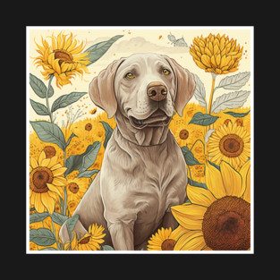 Labrador Retriever Dog, Surrounded by Sunflowers, Dog Lover T-Shirt