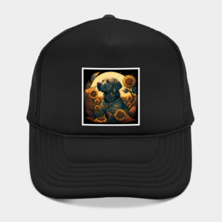 Golden Retriever Dog, Surrounded by Sunflowers, Dog Lover Hat