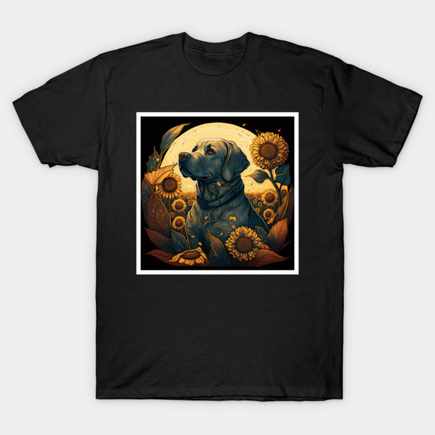 Golden Retriever Dog, Surrounded by Sunflowers, Dog Lover T-Shirt by logiamerch