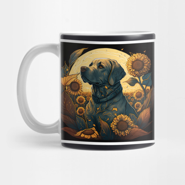 Golden Retriever Dog, Surrounded by Sunflowers, Dog Lover by logiamerch