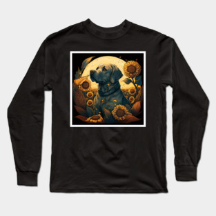 Golden Retriever Dog, Surrounded by Sunflowers, Dog Lover Long Sleeve T-Shirt