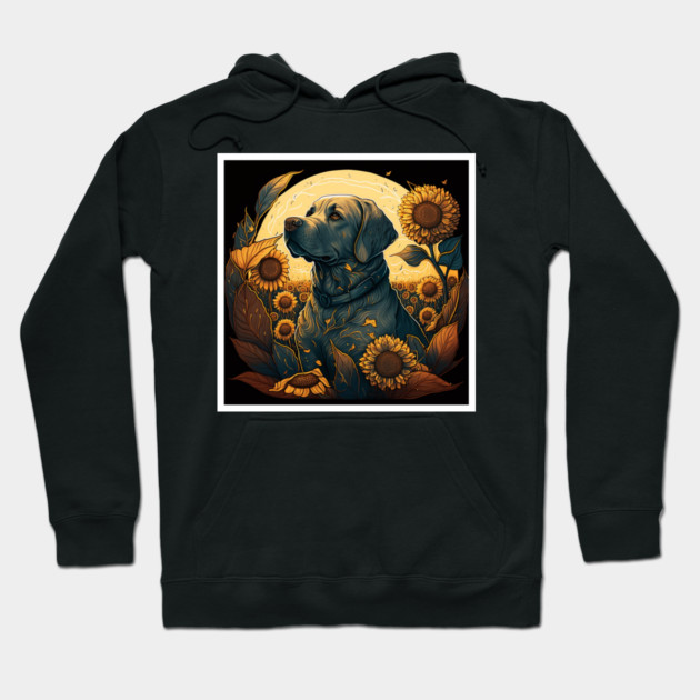 Golden Retriever Dog, Surrounded by Sunflowers, Dog Lover Hoodie by logiamerch