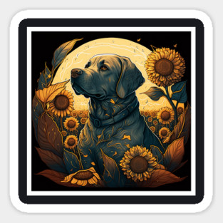 Golden Retriever Dog, Surrounded by Sunflowers, Dog Lover Magnet