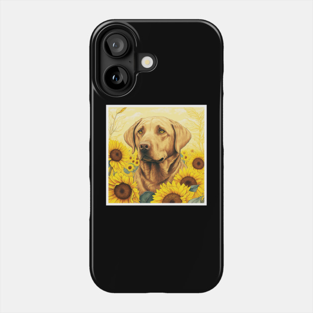 Labrador Retriever Dog, Surrounded by Sunflowers, Dog Lover Phone Case by logiamerch