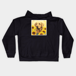 Labrador Retriever Dog, Surrounded by Sunflowers, Dog Lover Kids Hoodie