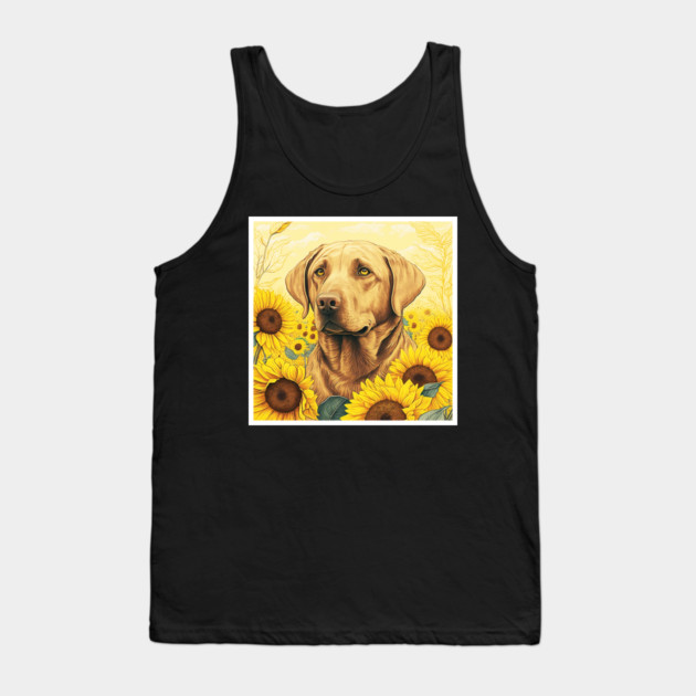Labrador Retriever Dog, Surrounded by Sunflowers, Dog Lover Tank Top by logiamerch