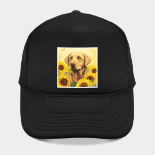 Labrador Retriever Dog, Surrounded by Sunflowers, Dog Lover Hat