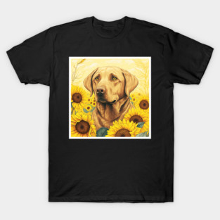 Labrador Retriever Dog, Surrounded by Sunflowers, Dog Lover T-Shirt