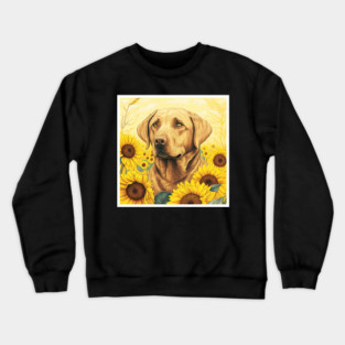 Labrador Retriever Dog, Surrounded by Sunflowers, Dog Lover Crewneck Sweatshirt