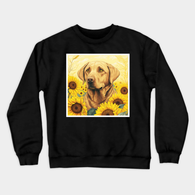Labrador Retriever Dog, Surrounded by Sunflowers, Dog Lover Crewneck Sweatshirt by logiamerch