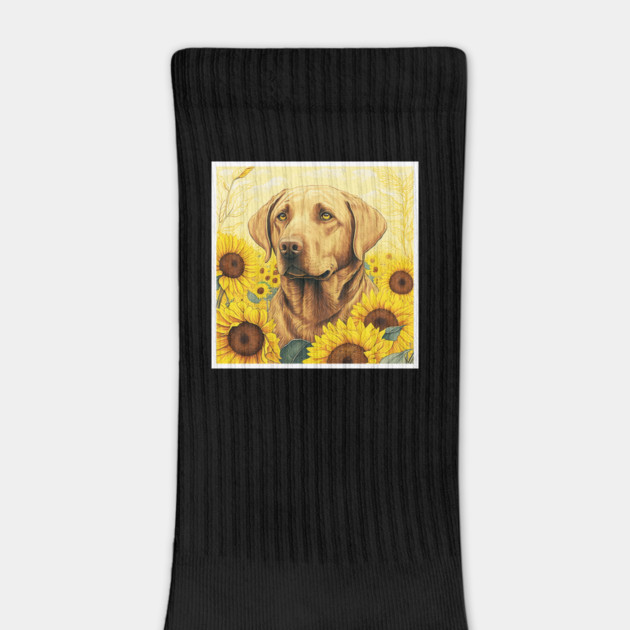 Labrador Retriever Dog, Surrounded by Sunflowers, Dog Lover by logiamerch
