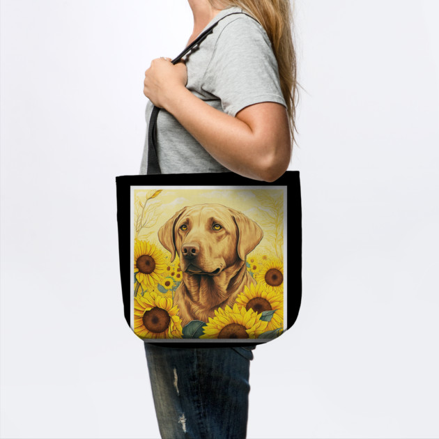 Labrador Retriever Dog, Surrounded by Sunflowers, Dog Lover by logiamerch