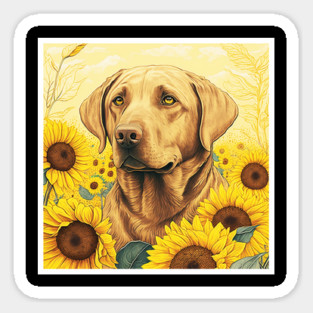 Labrador Retriever Dog, Surrounded by Sunflowers, Dog Lover Magnet
