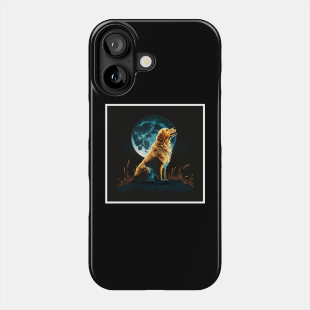 Golden Retriever Dog, Howling, Moon, Night Sky Phone Case by logiamerch