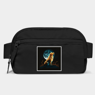 Golden Retriever Dog, Howling, Moon, Night Sky Bag