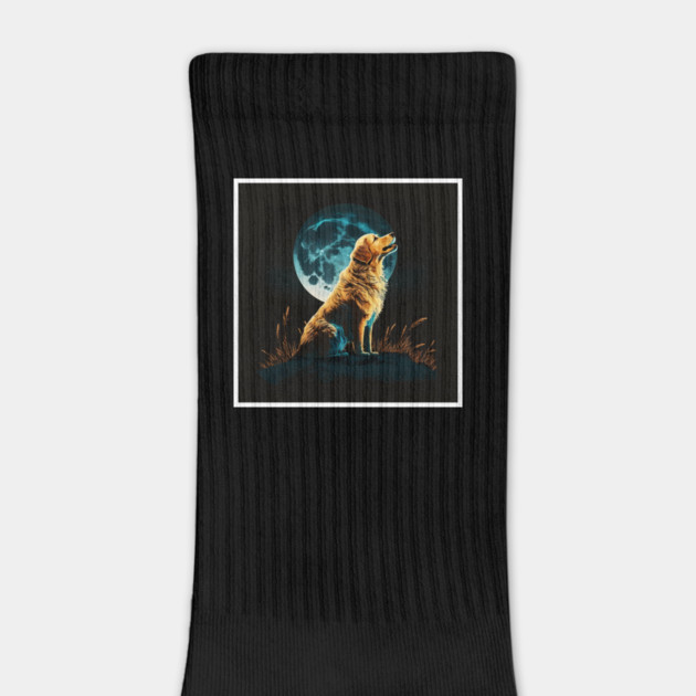 Golden Retriever Dog, Howling, Moon, Night Sky by logiamerch