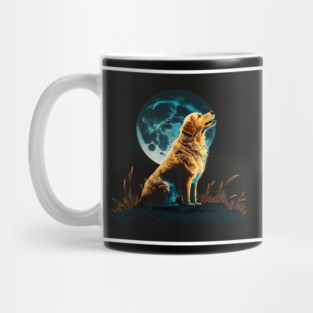 Golden Retriever Dog, Howling, Moon, Night Sky Mug